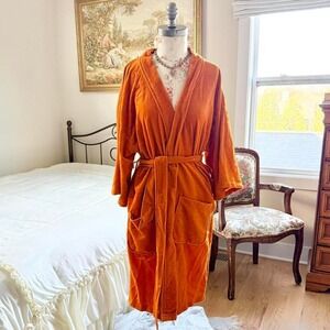 orange velour robe  70s burnt orange velour robe Campus Robes